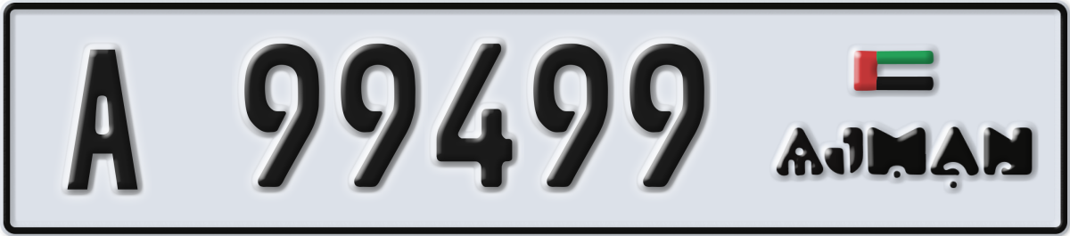 ajman License Plate Number 99499 Code A