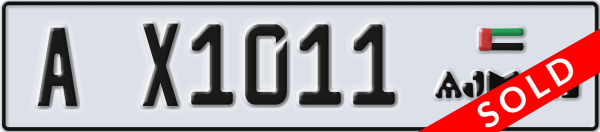 ajman License Plate Number X1011 Code A