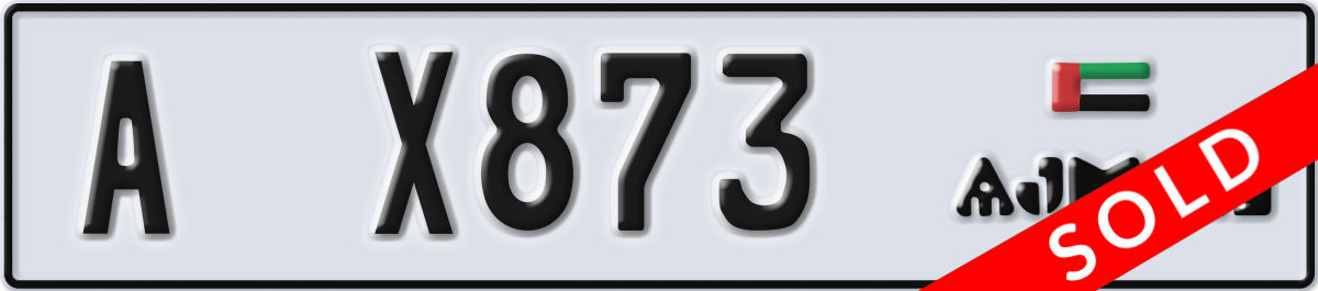 ajman License Plate Number X873 Code A