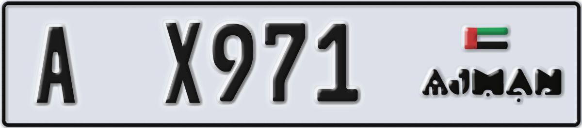 ajman License Plate Number X971 Code A