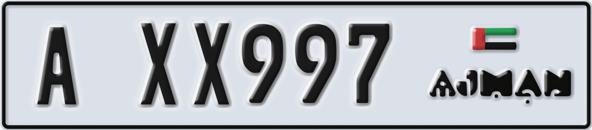 ajman License Plate Number XX997 Code A