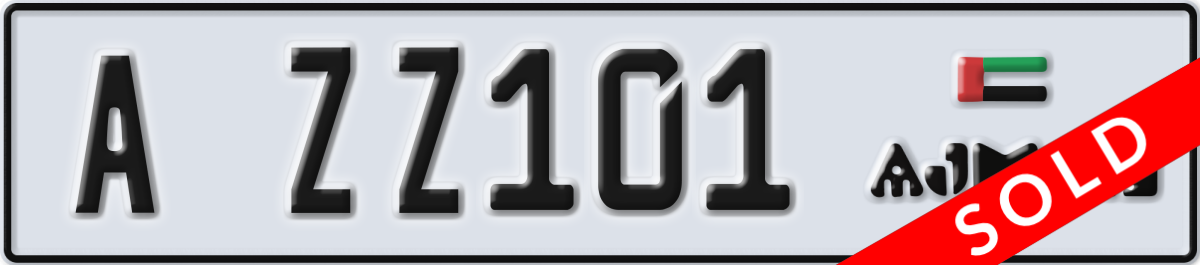 ajman License Plate Number ZZ101 Code A