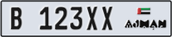 ajman - code - B - number -123XX