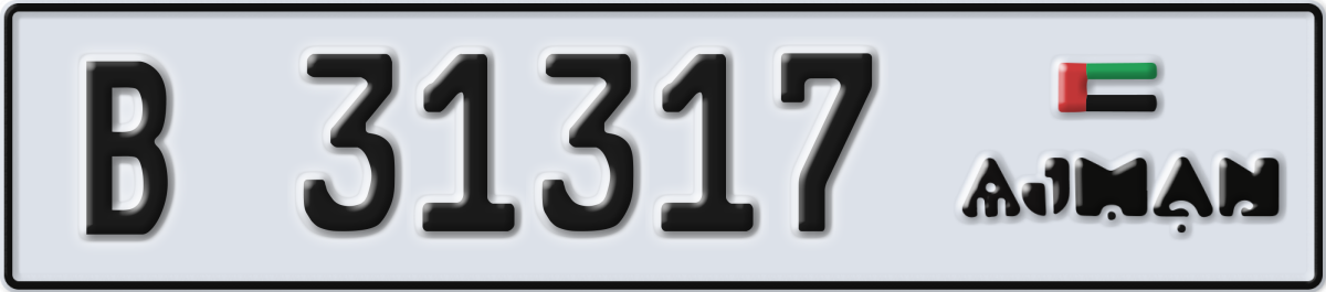 ajman License Plate Number 31317 Code B