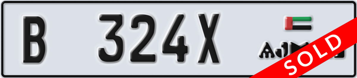 ajman License Plate Number 324X Code B