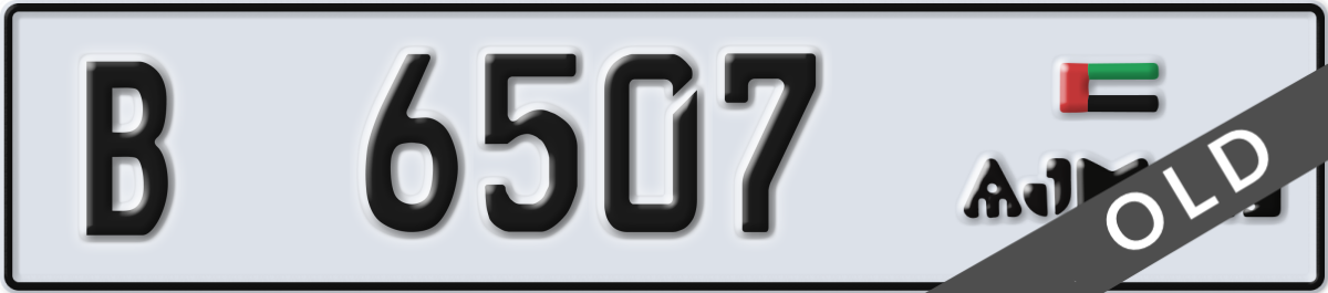 ajman License Plate Number 6507 Code B