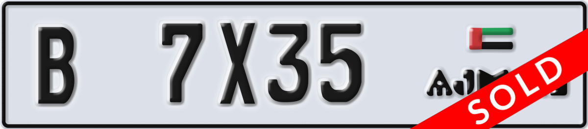 ajman License Plate Number 7X35 Code B