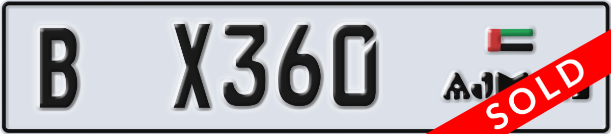 ajman License Plate Number X360 Code B