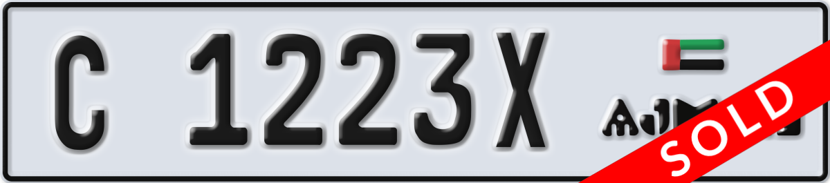 ajman License Plate Number 1223X Code C