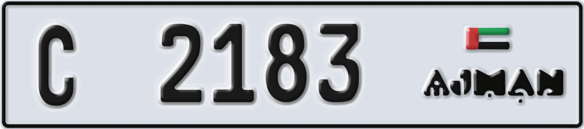 ajman License Plate Number 2183 Code C