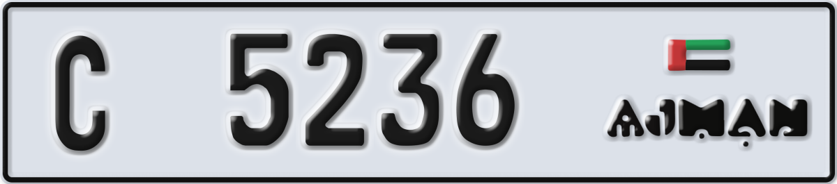 ajman License Plate Number 5236 Code C