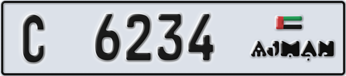 ajman License Plate Number 6234 Code C