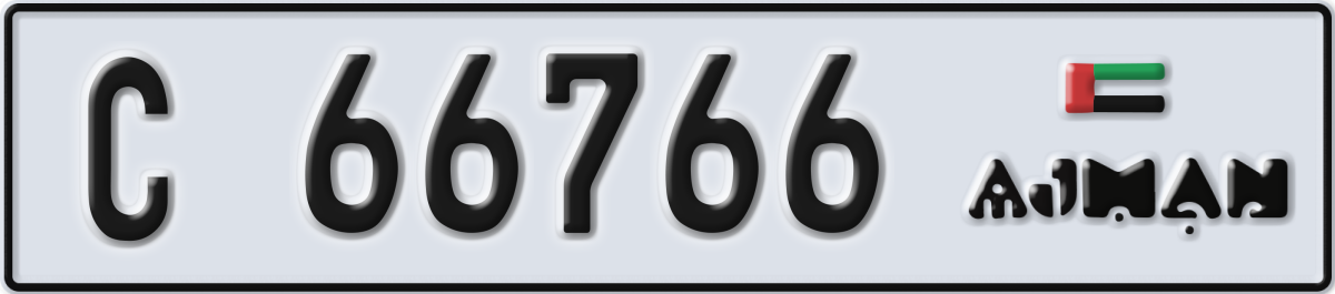 ajman License Plate Number 66766 Code C