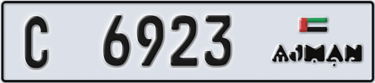 ajman License Plate Number 6923 Code C