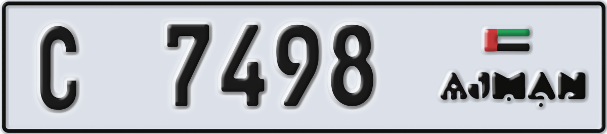 ajman License Plate Number 7498 Code C
