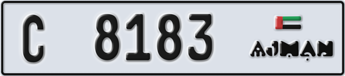 ajman License Plate Number 8183 Code C