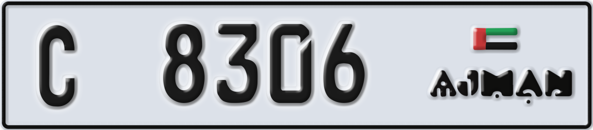 ajman License Plate Number 8306 Code C