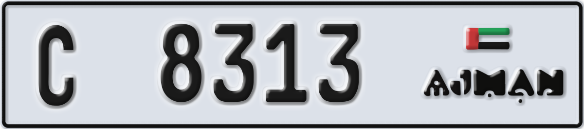 ajman License Plate Number 8313 Code C