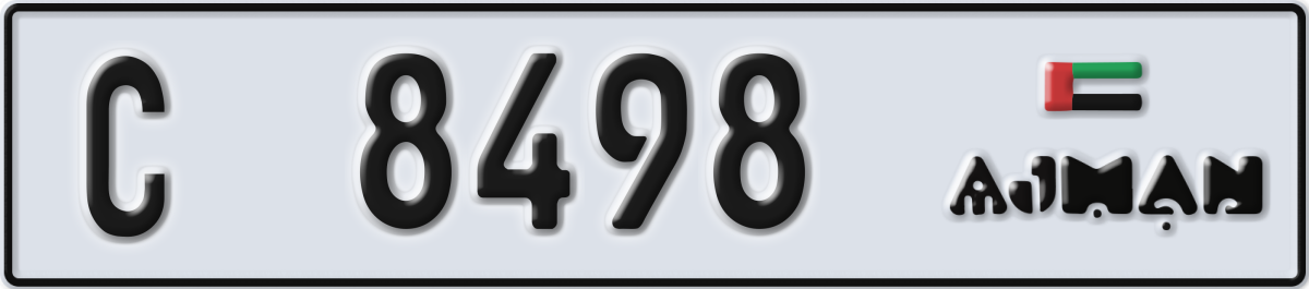 ajman License Plate Number 8498 Code C