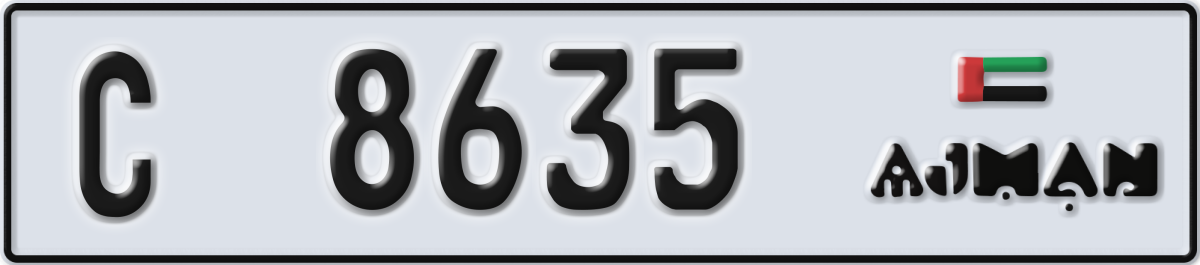 ajman License Plate Number 8635 Code C