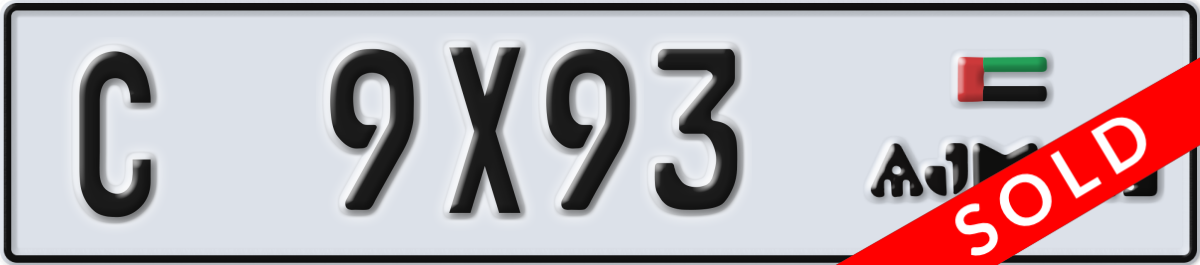 ajman License Plate Number 9X93 Code C