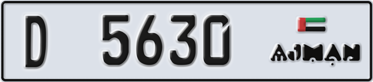 ajman License Plate Number 5630 Code D