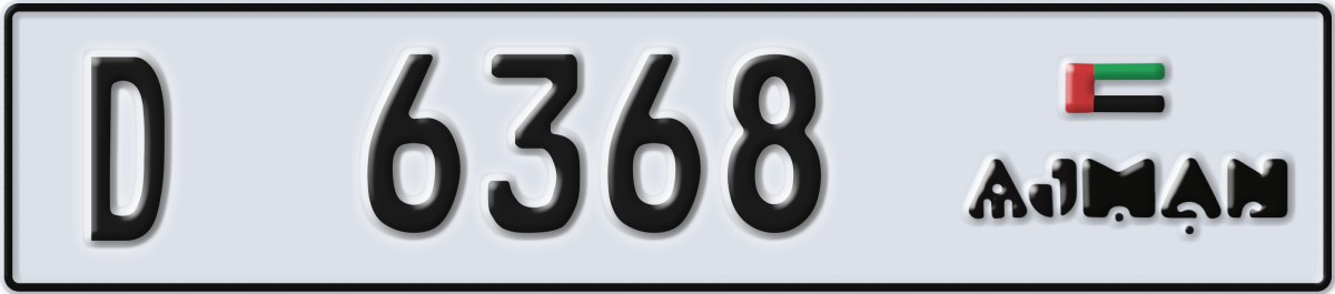 ajman License Plate Number 6368 Code D