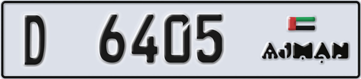 ajman License Plate Number 6405 Code D