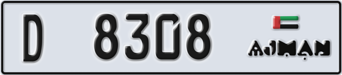 ajman License Plate Number 8308 Code D