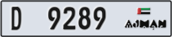ajman - code - D - number -9289