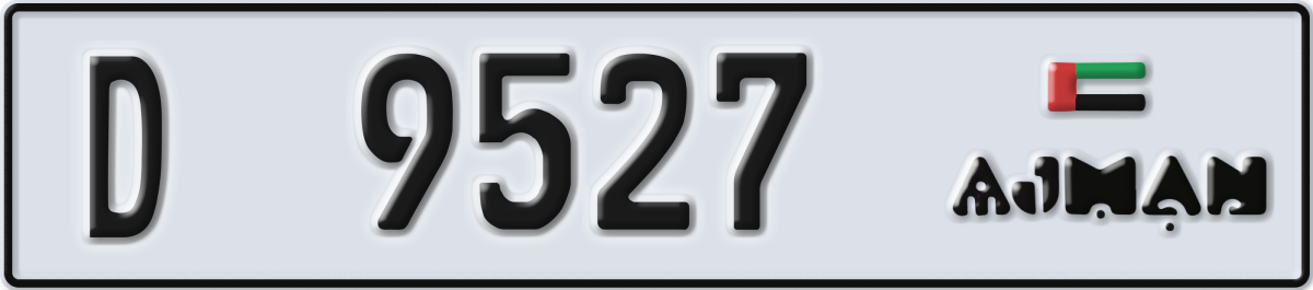 ajman License Plate Number 9527 Code D