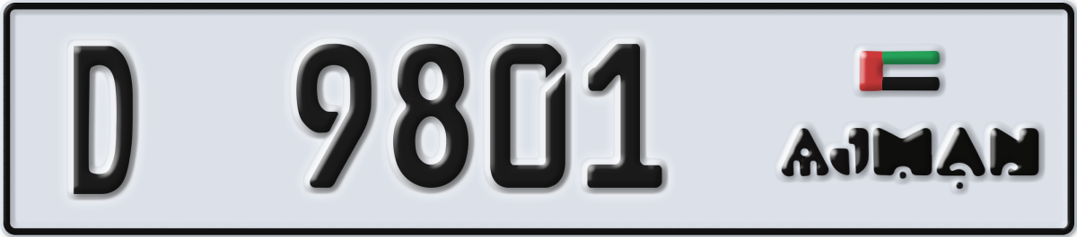ajman License Plate Number 9801 Code D