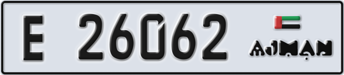 ajman License Plate Number 26062 Code E