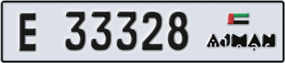 ajman License Plate Number 33328 Code E
