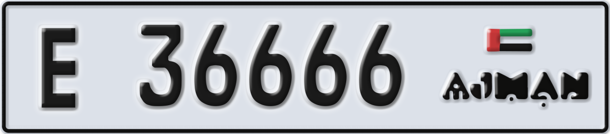 ajman License Plate Number 36666 Code E