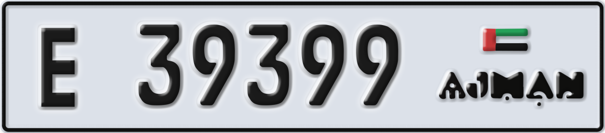 ajman License Plate Number 39399 Code E