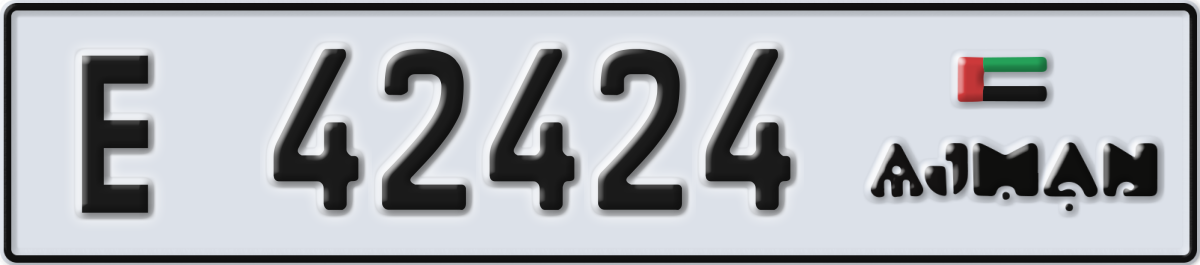 ajman License Plate Number 42424 Code E