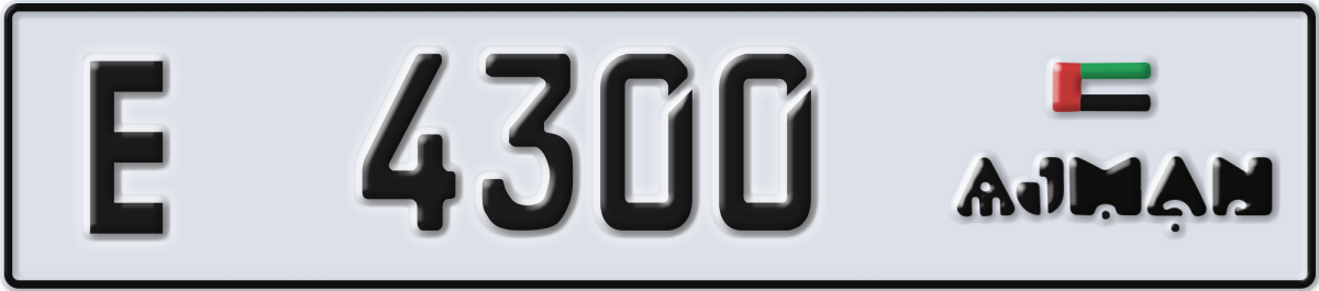 ajman License Plate Number 4300 Code E