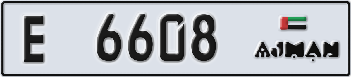ajman License Plate Number 6608 Code E
