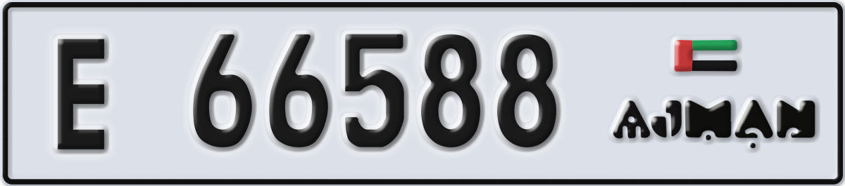ajman License Plate Number 66588 Code E