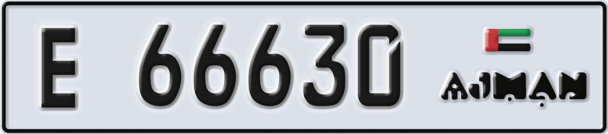 ajman License Plate Number 66630 Code E