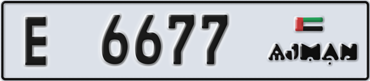 ajman License Plate Number 6677 Code E