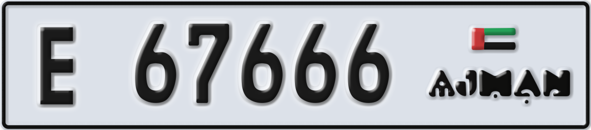 ajman License Plate Number 67666 Code E