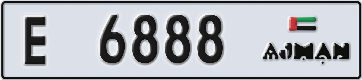 ajman License Plate Number 6888 Code E