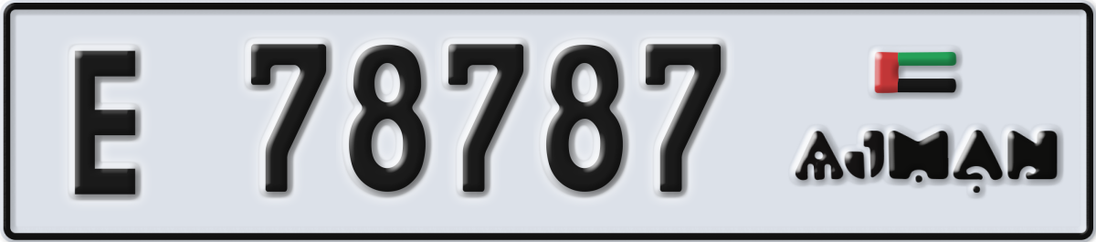 ajman License Plate Number 78787 Code E