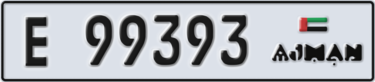 ajman License Plate Number 99393 Code E