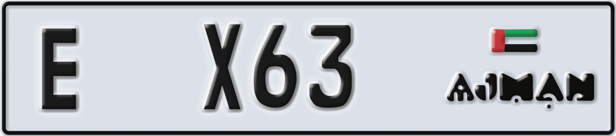ajman License Plate Number X63 Code E