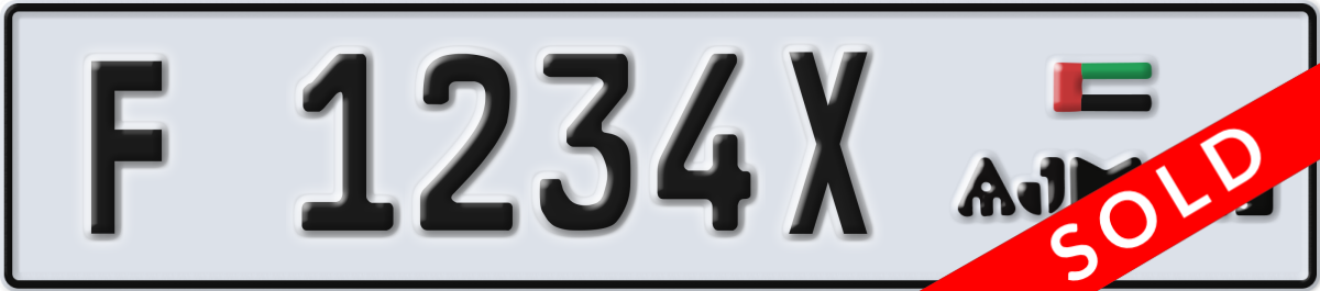 ajman License Plate Number 1234X Code F