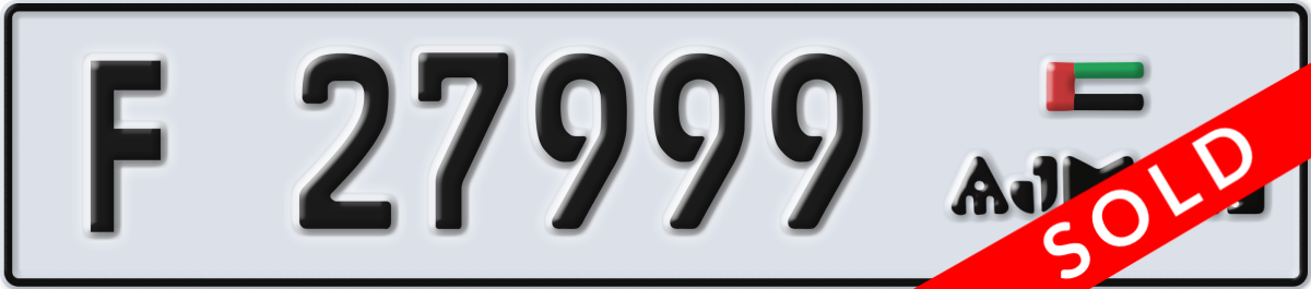 ajman License Plate Number 27999 Code F