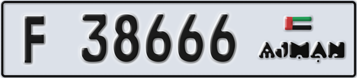 ajman License Plate Number 38666 Code F
